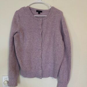 J. Crew Soft Lavender Ribbed Button Cardigan